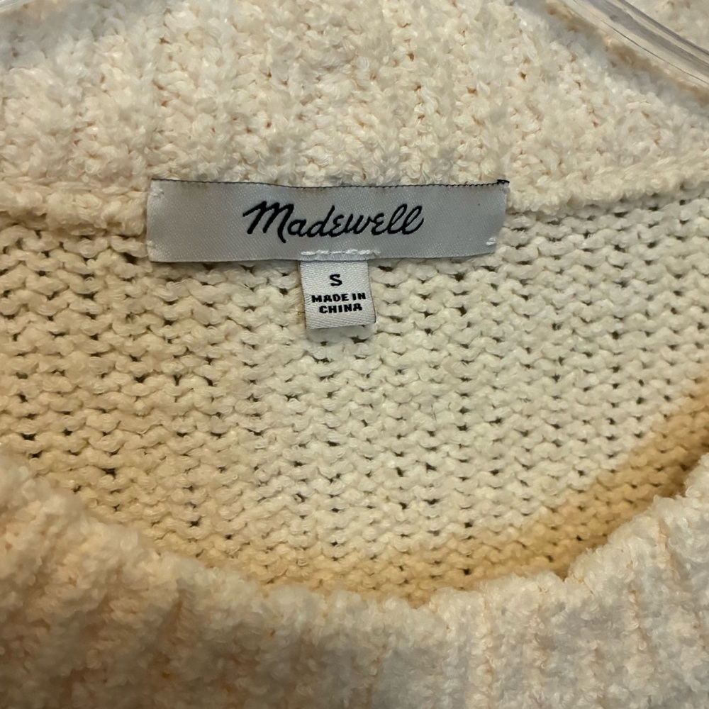 MADEWELL Dotted Bobble Antique Cream Cottage Core Pullover Sweater | size Small - Picture 4 of 11